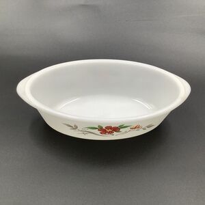 Vintage Ovenware White Oval Casserole Dish # 1390 1 Quart Flowers‎ Pink